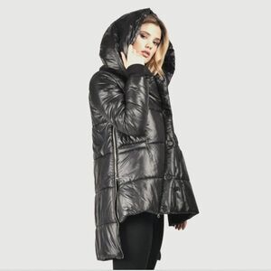 AAKASHA small Side Zippered Quilted Jacket $233 value asymmetrical avante garde